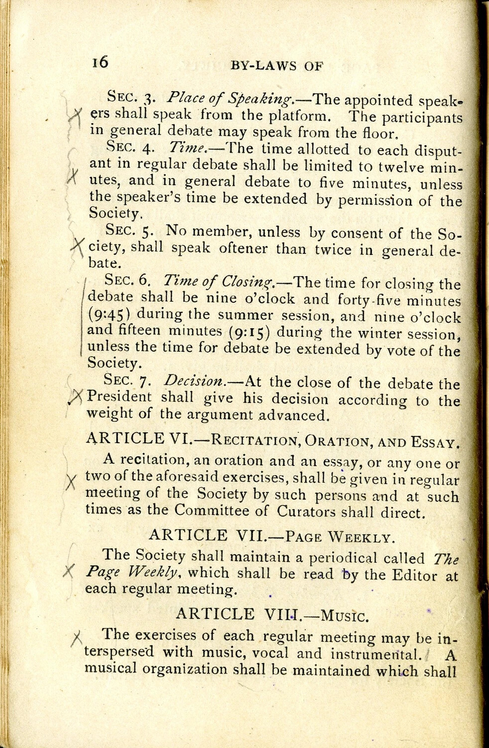 By-Laws of a Literary Society, Page 16 - Debate Rules and Society Governance