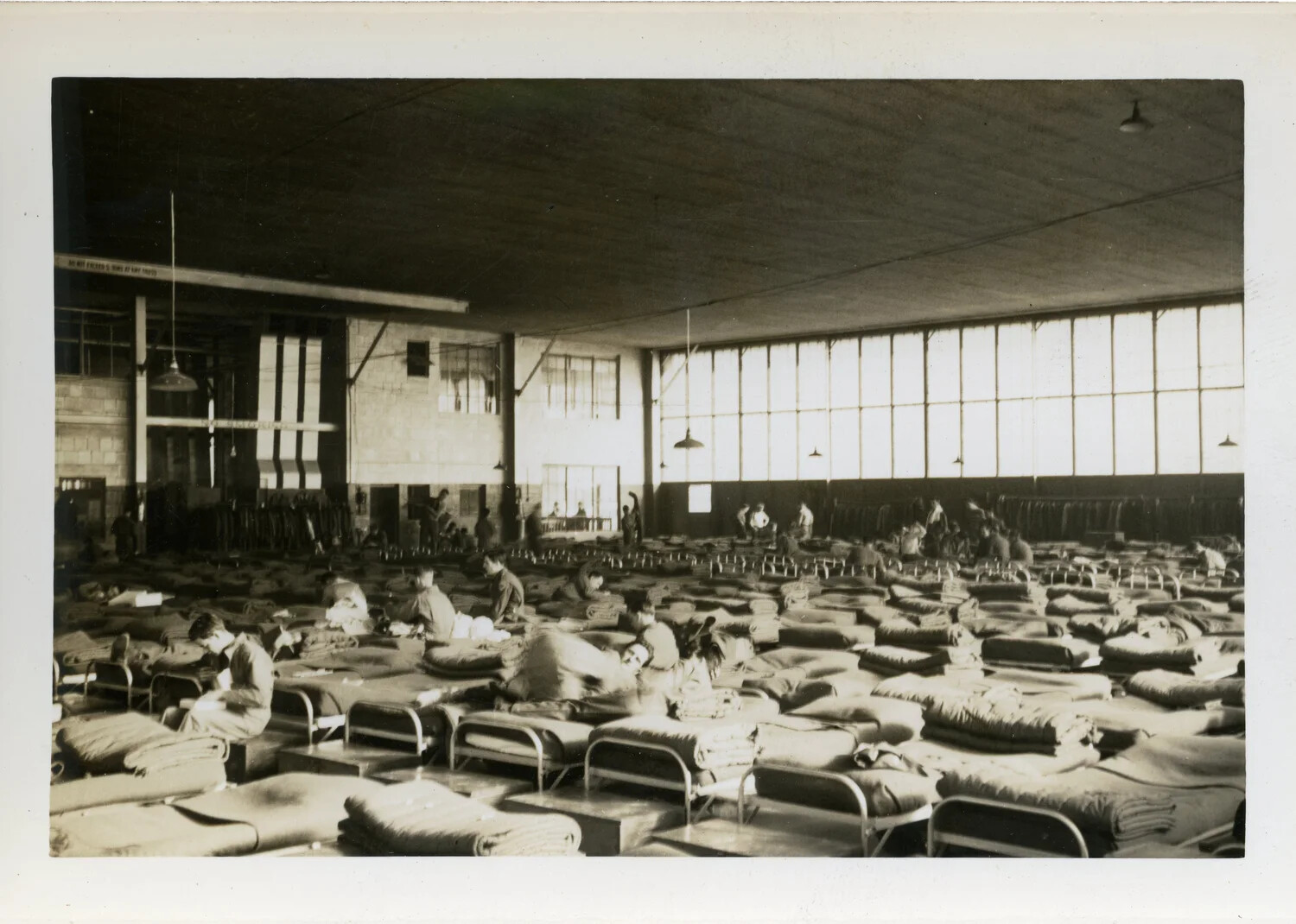 Rows of Cots in Large Barracks Hall, WWII China-Burma-India Theater Photo Collection