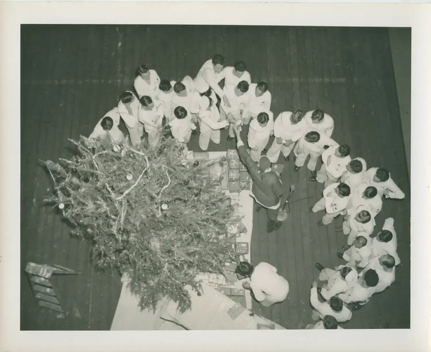 Overhead View of Christmas Celebration Aboard USS Petrof Bay (CVE-80)