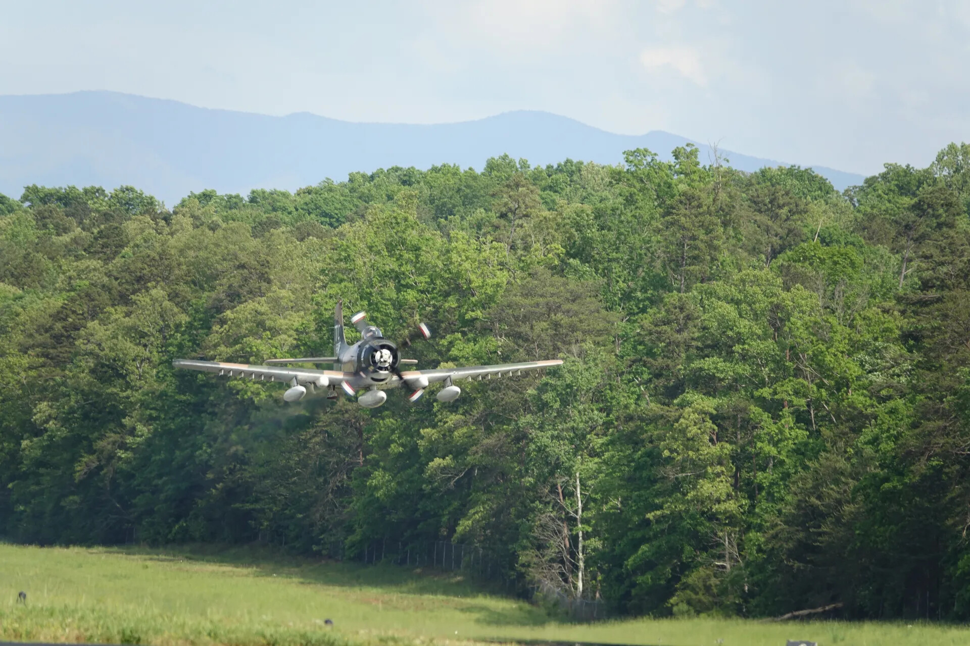 Douglas A-1 Skyraider Climbing Out After Takeoff, Tennessee Warbird Event, May 2019