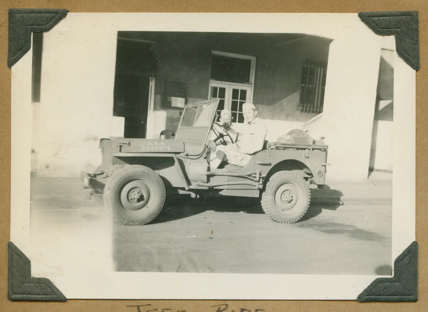 Two Servicemen in Jeep, Hawaii, WWII Era — "Jeep Ride"