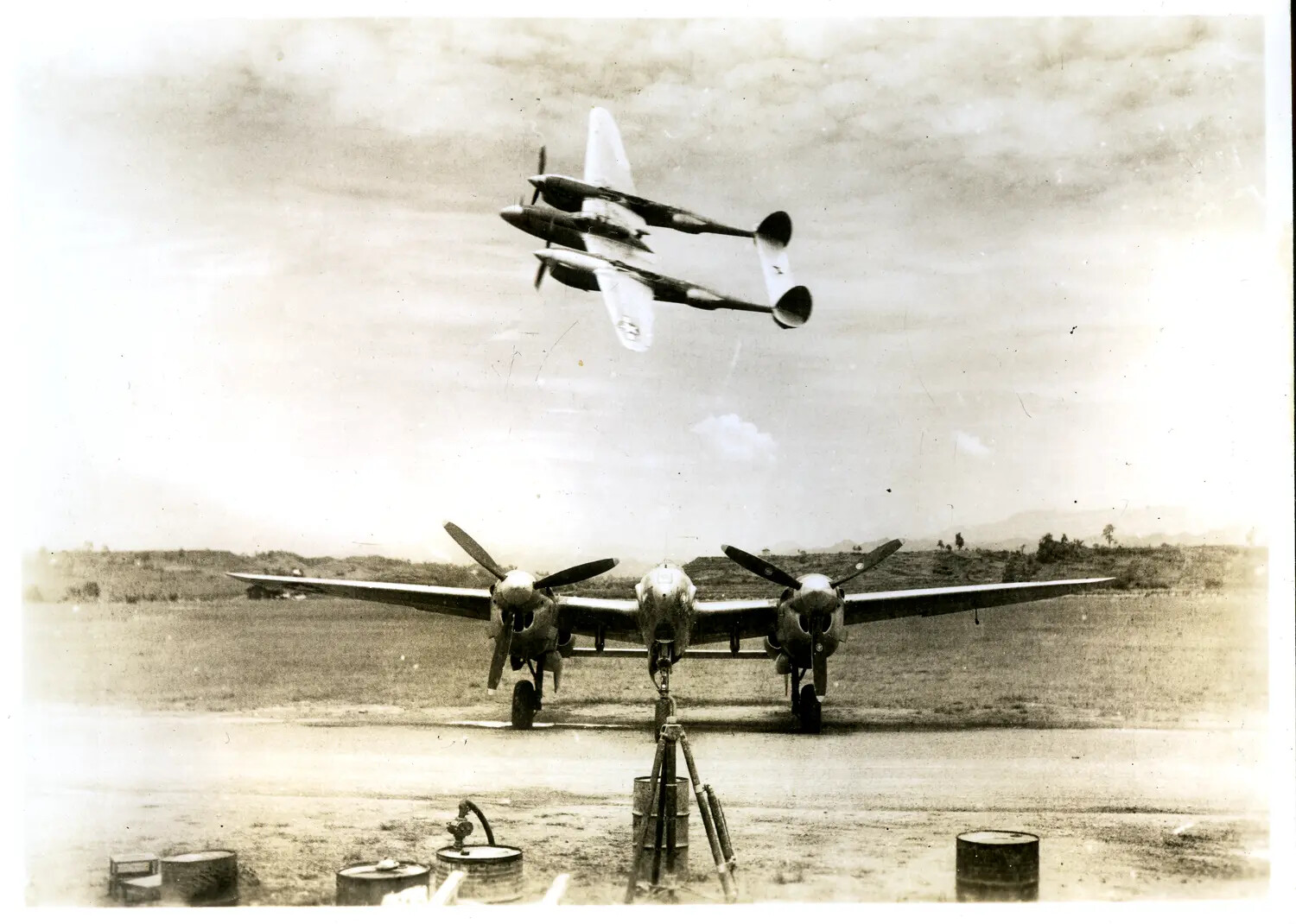 Lockheed P-38 Lightning Fighters at CBI Theater Airfield, WWII