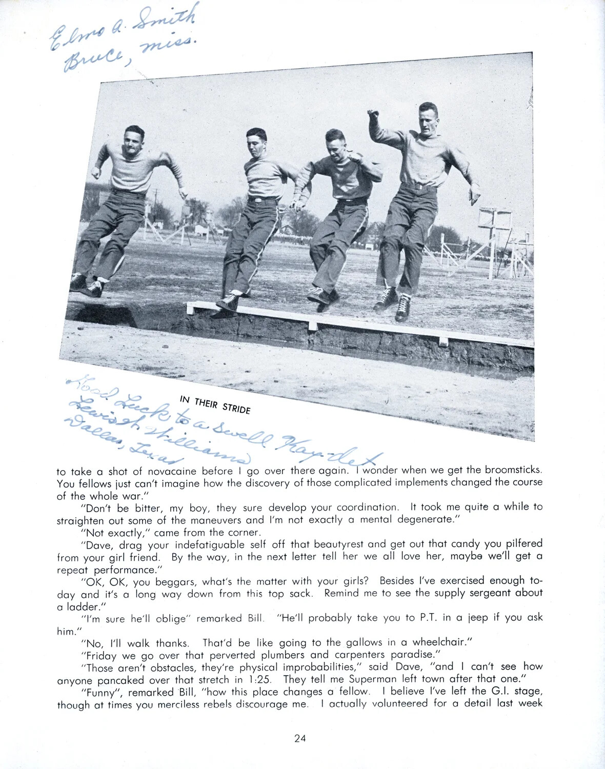 "In Their Stride" - Aviation Cadets on the Obstacle Course, USAAF Preflight Training Booklet, Page 24