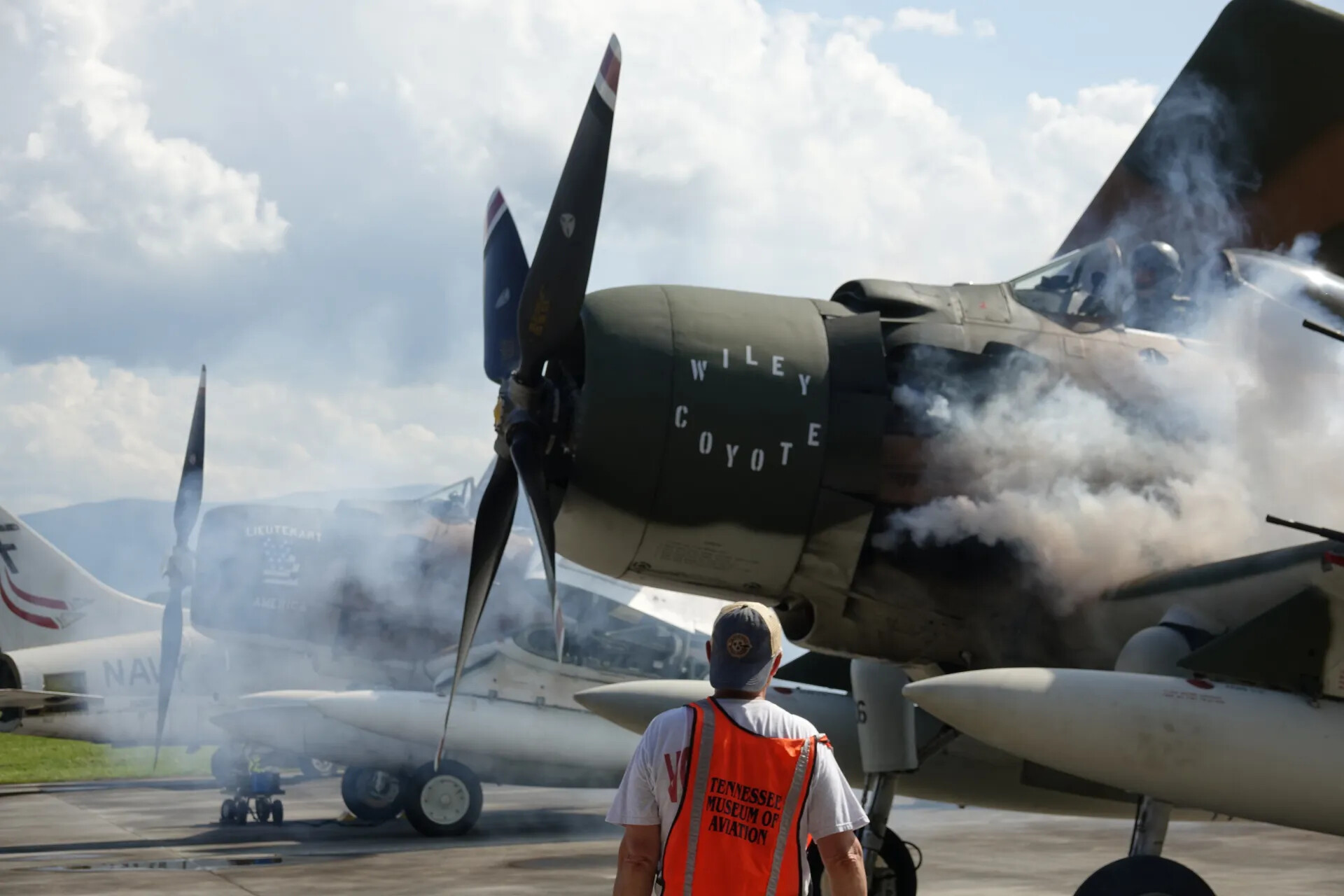 A-1 Skyraider 'Wiley Coyote' Engine Start, Close View with Ground Crew