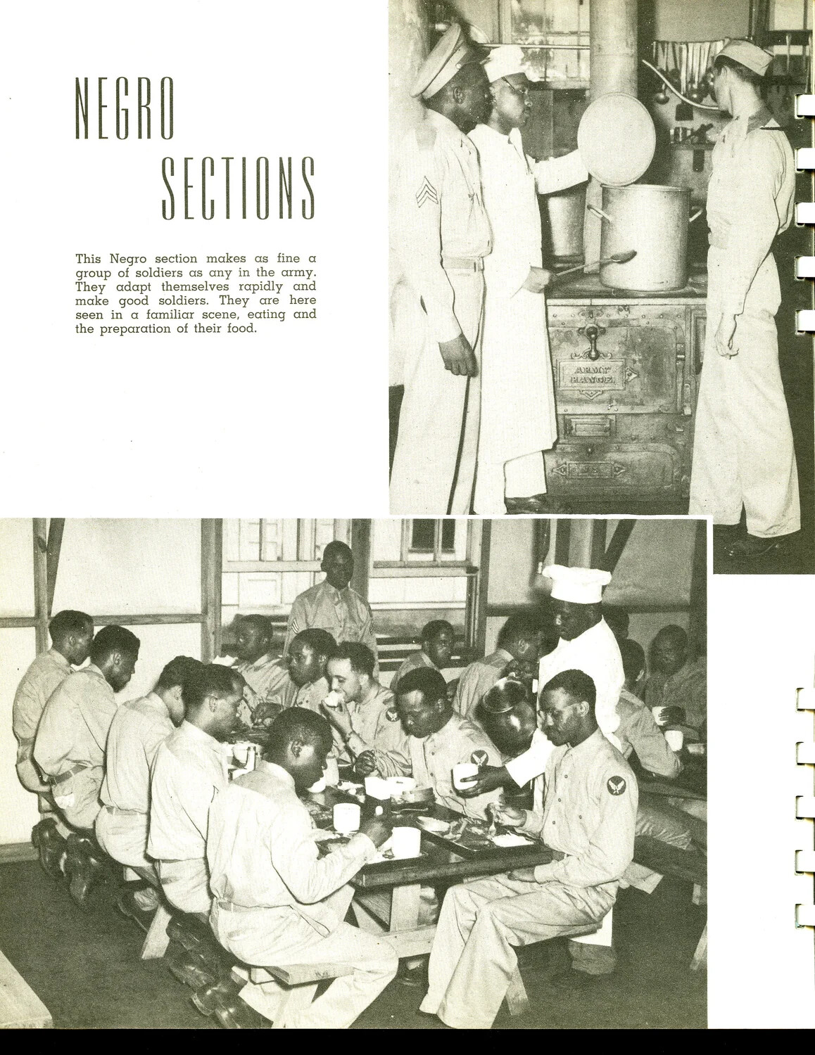 "Negro Sections" Page from WWII Army Air Forces Training Publication (Scott Field Book, 345th Bomber Group Collection)
