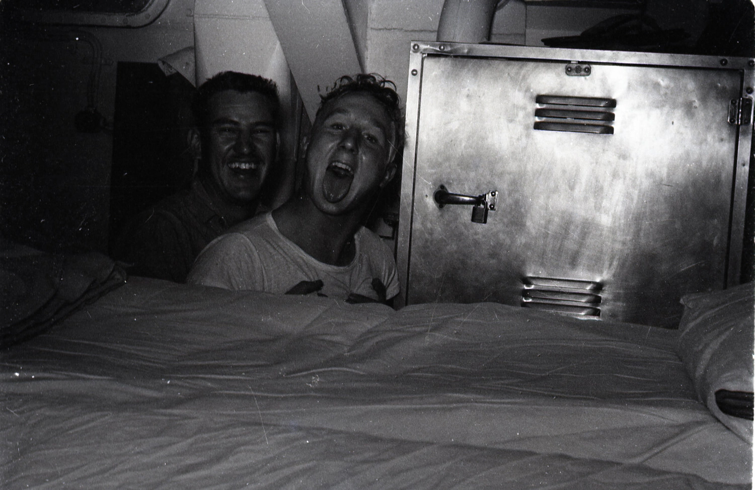 Sailors Clowning in Berthing Compartment — USS Yorktown, 1953