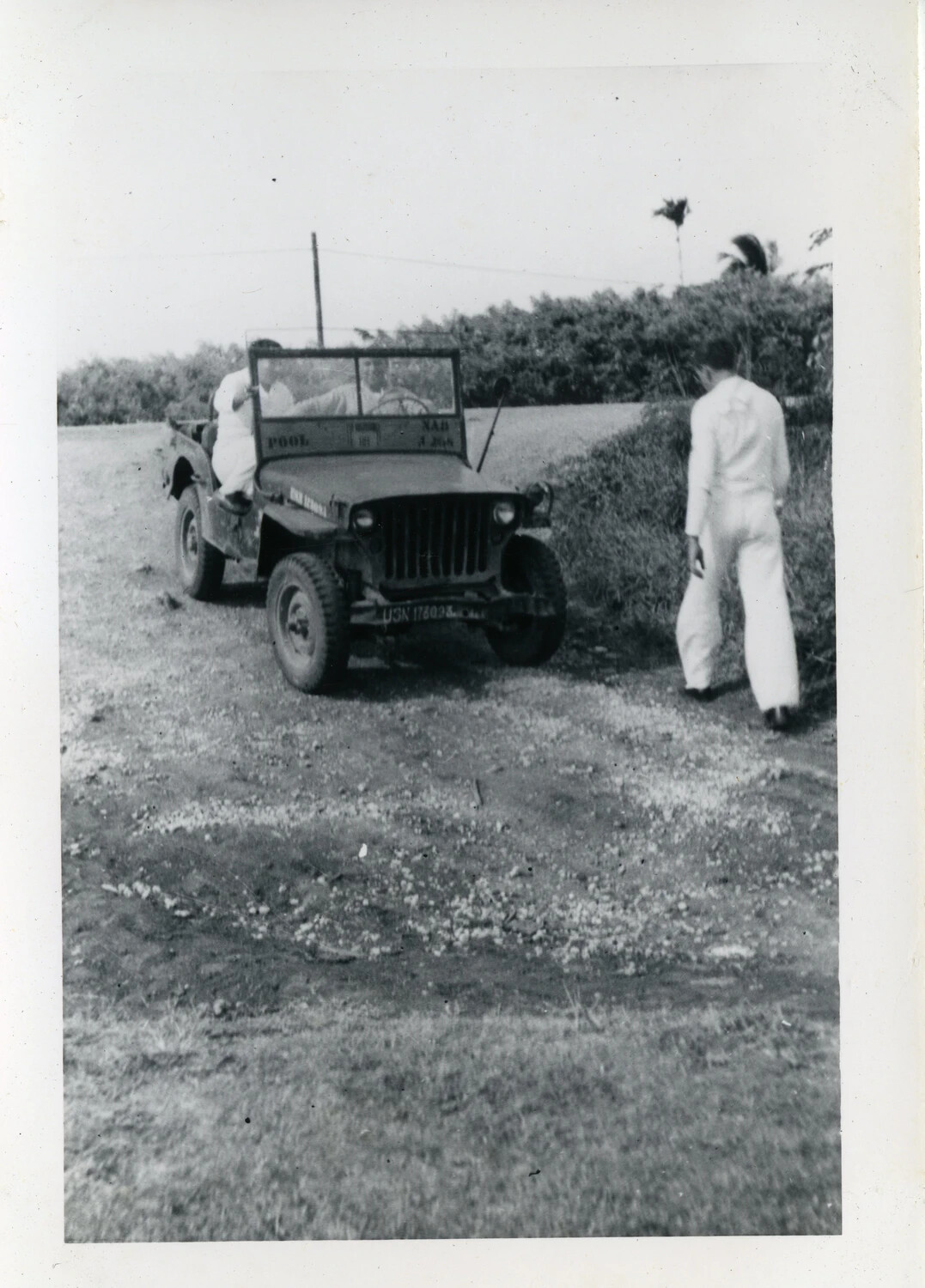 U.S. Navy Motor Pool Jeep at Naval Air Base, Guam (VR-6 Squadron Album)