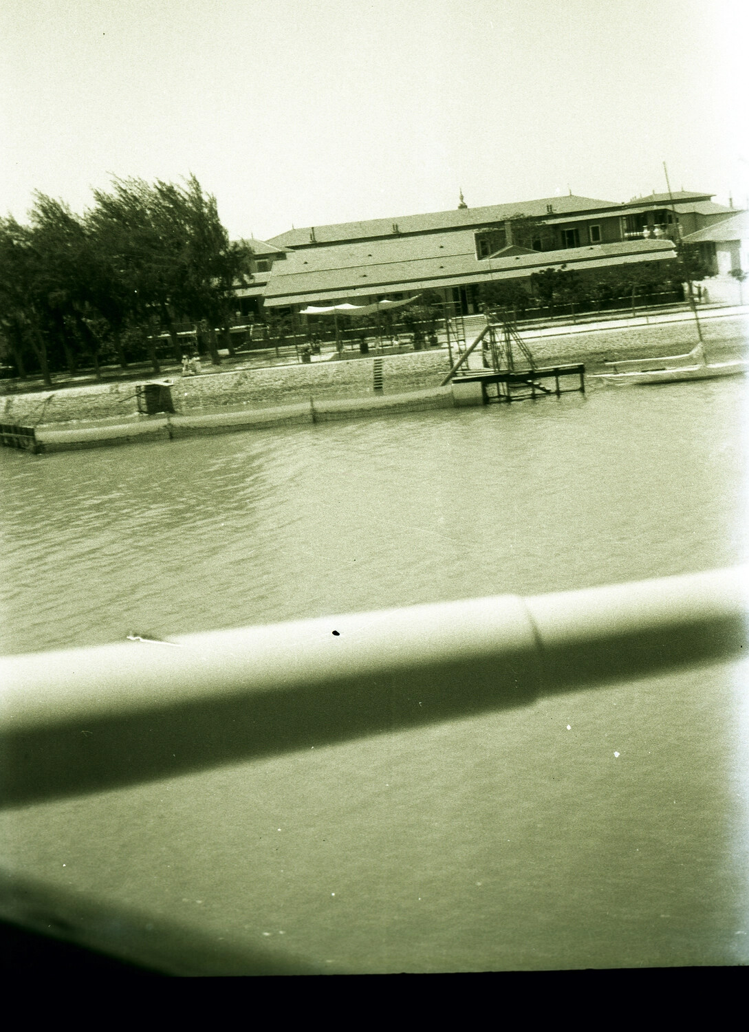 Waterfront Clubhouse Viewed from U.S. Navy Vessel, China, 1930s
