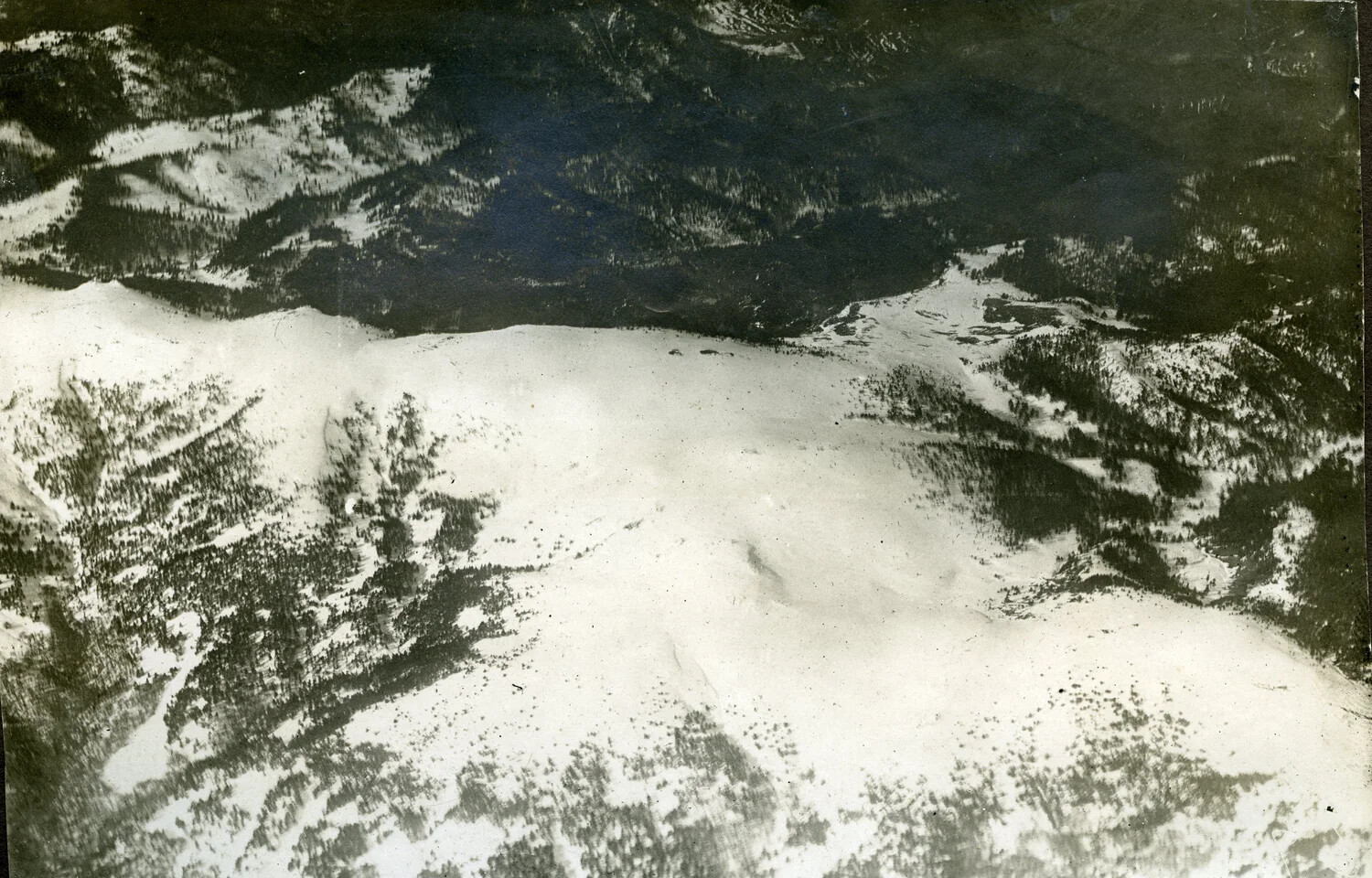 Aerial View of Snow-Covered Mountain Range, WWI French Pilot Album