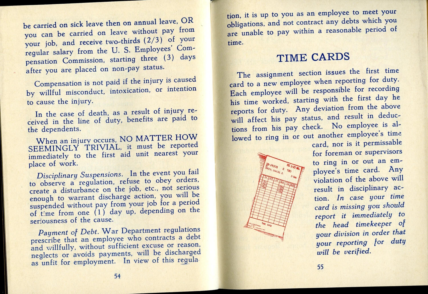 McClellan Field Personnel Guide Booklet, Pages 54-55