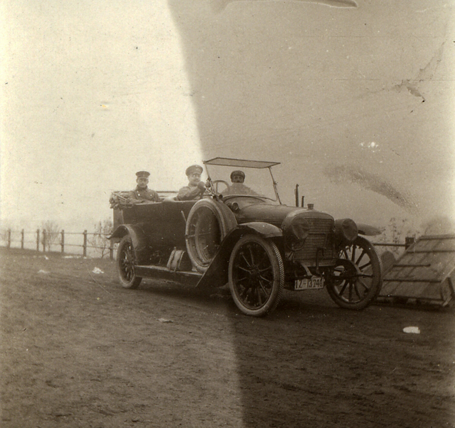 German Officers in Touring Automobile, WWI Era