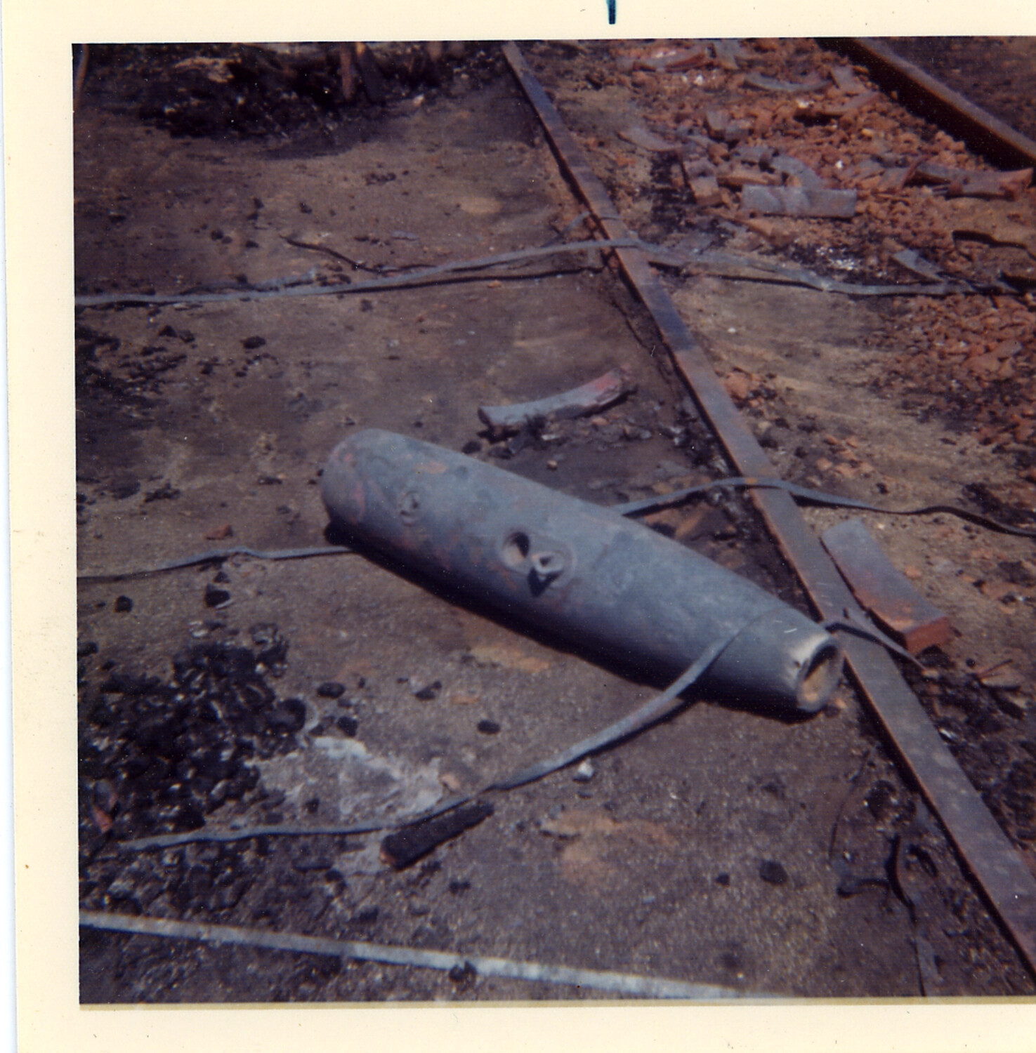 Damaged Aerial Bomb Casing at Roseville Yard Disaster Site, California, 1973