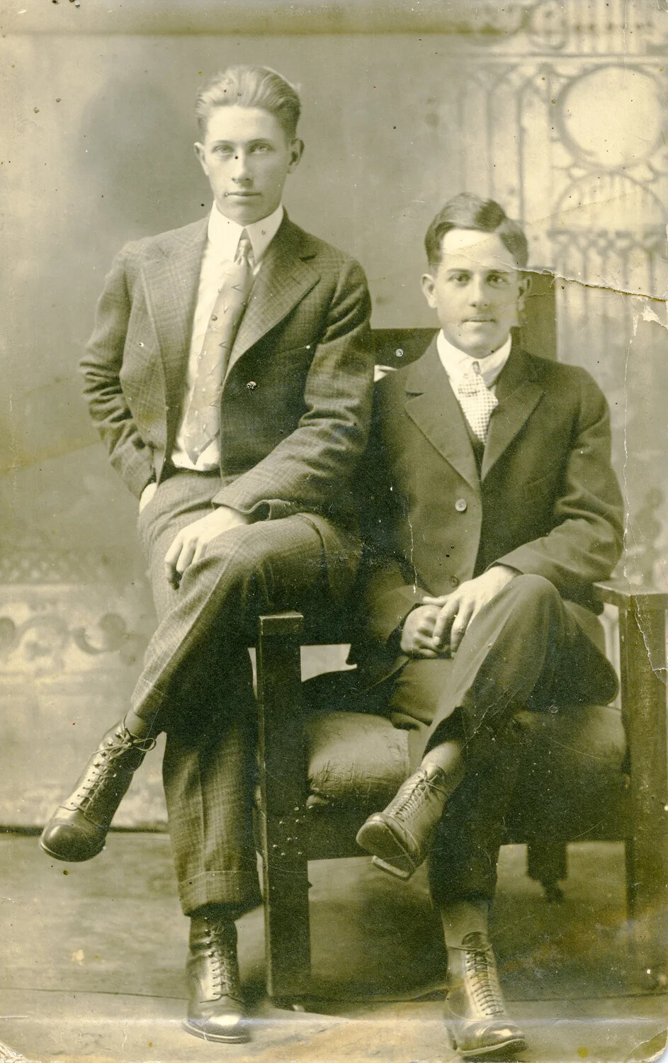 Studio Portrait of Two Young Men, Associated with the WWI Correspondence of Pvt. Willis W. Wagener