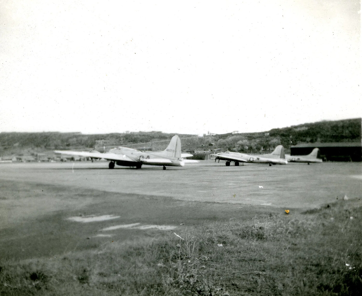 Boeing B-17 Flying Fortress Bombers on Airfield Tarmac, Postwar 1946