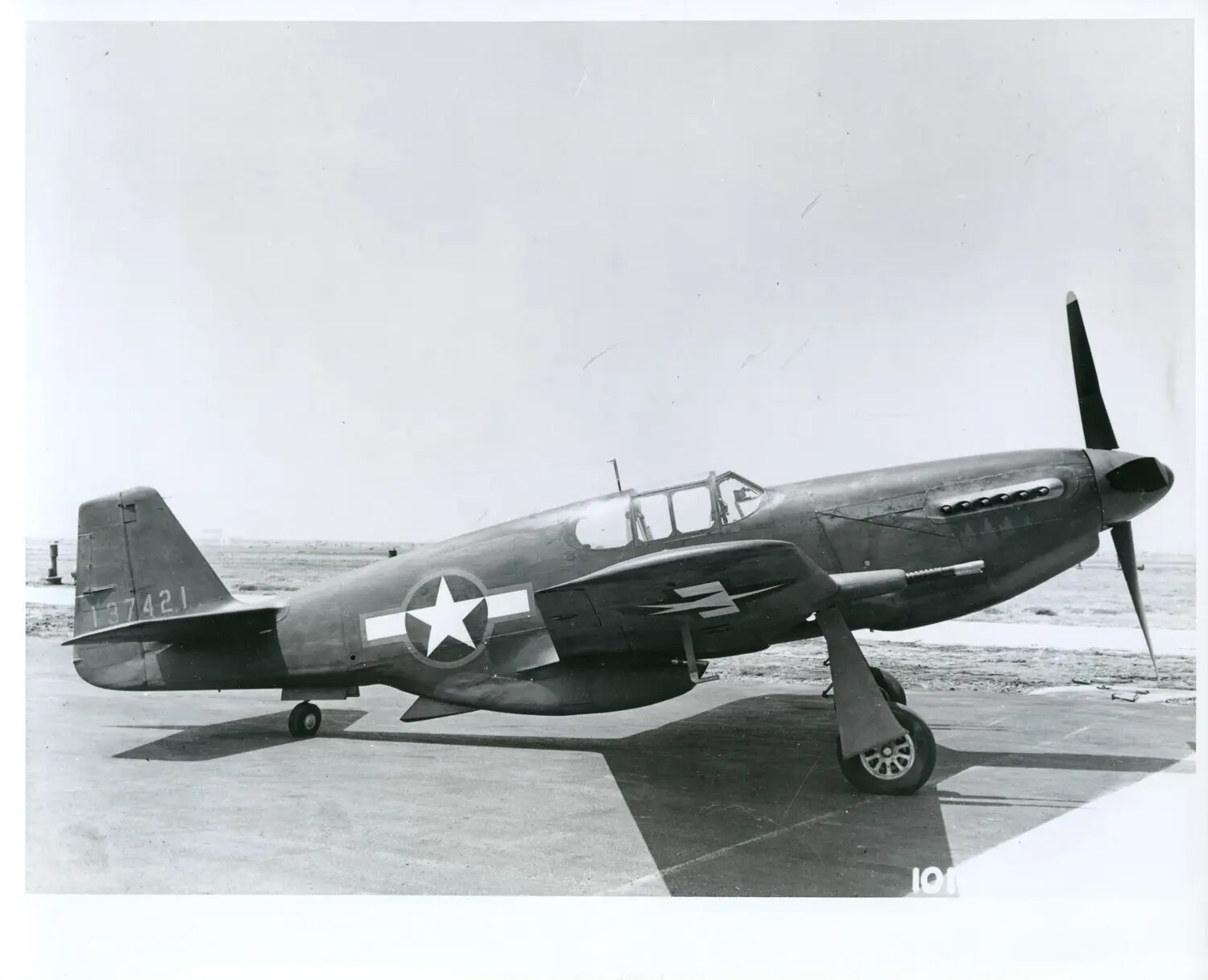 North American P-51 Mustang (Allison-Engine Variant), Right Profile View, USAAF Official Photograph