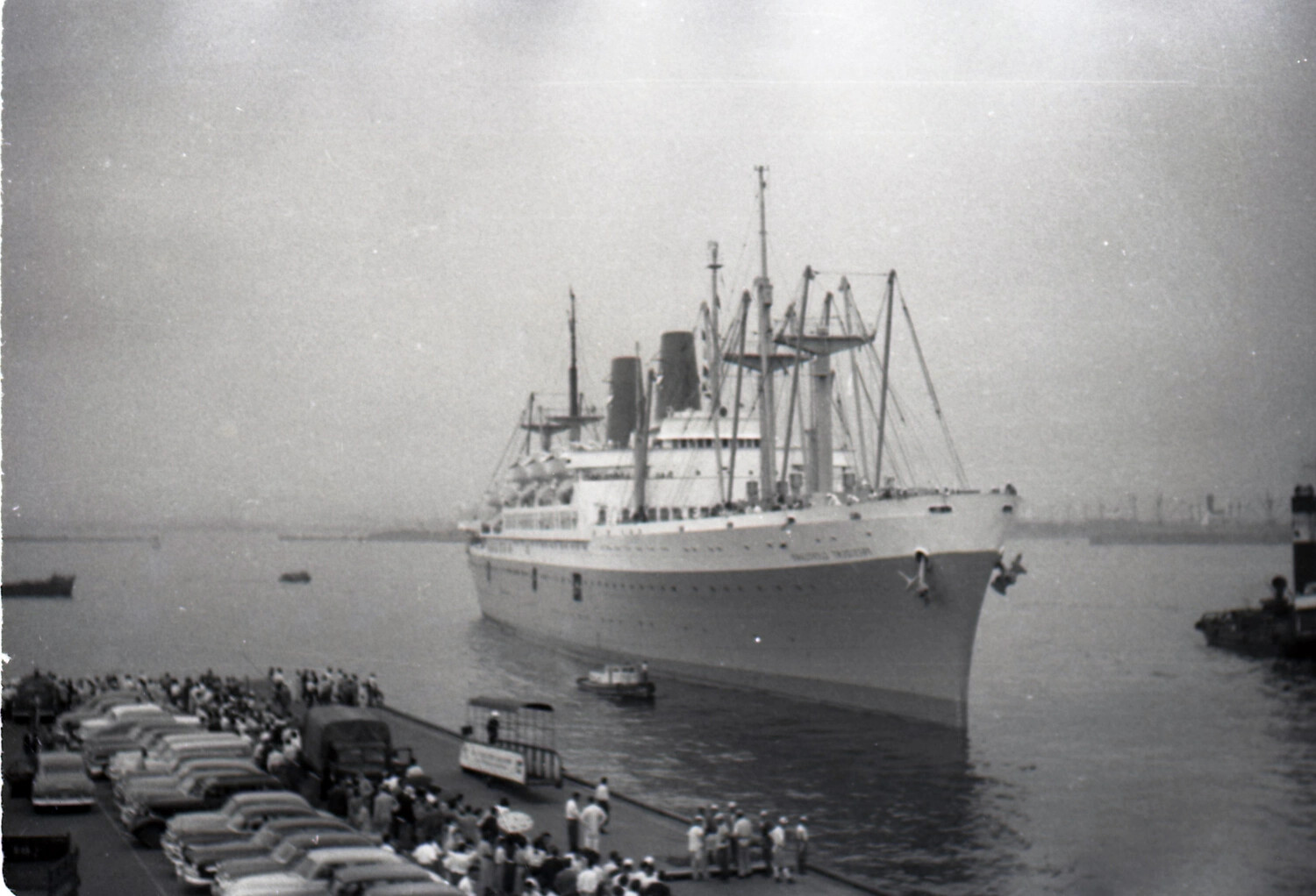 Ocean Liner Anchored in Yokohama Harbor, Japan, 1953