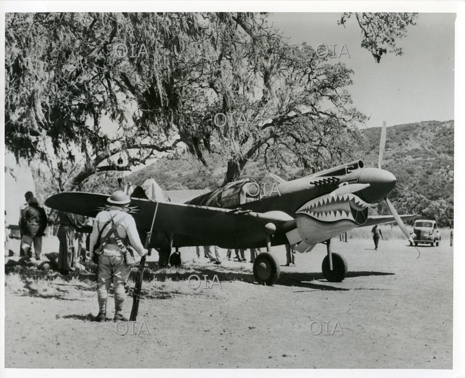 Curtiss P-40 with Flying Tigers Shark-Mouth Nose Art on Motion Picture Set