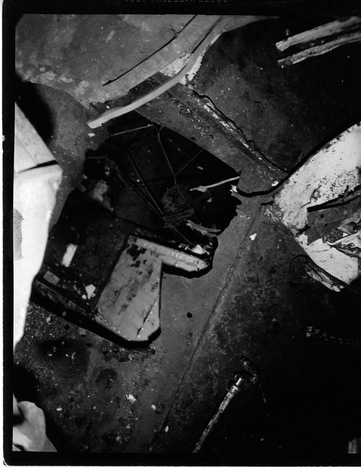 Overhead View of Blast/Fire Damage Within Ship Compartment