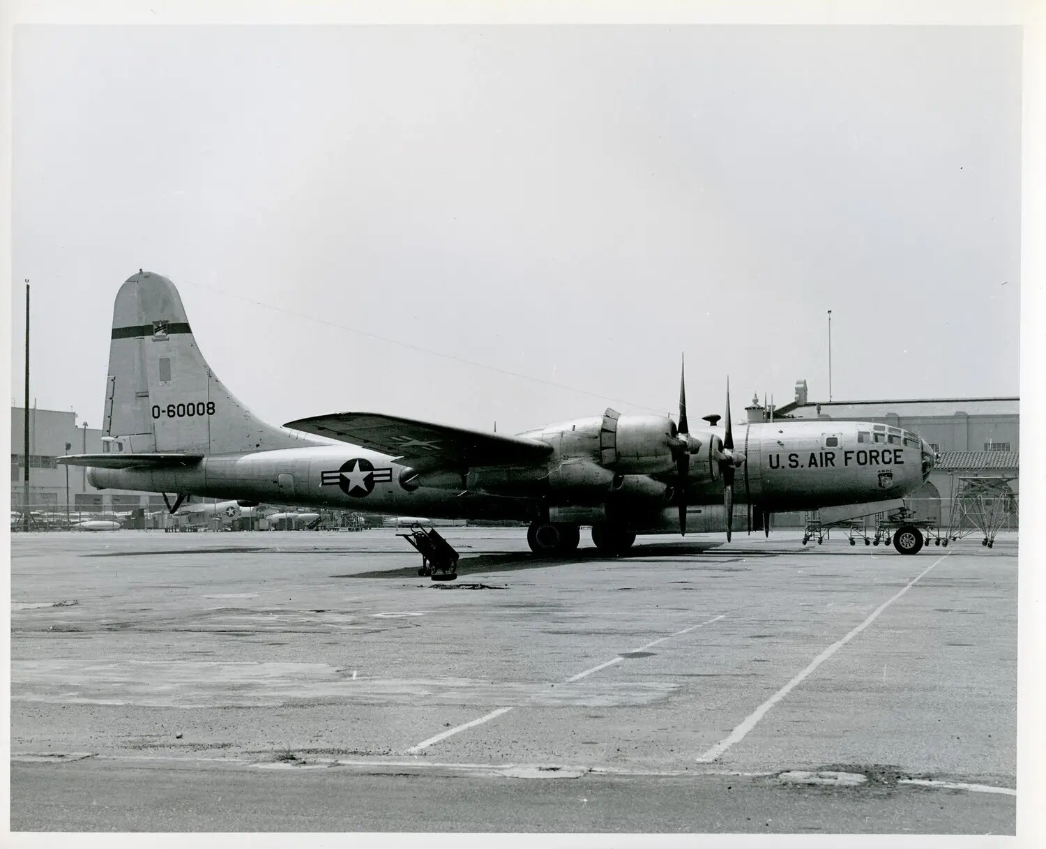 U.S. Air Force B-29/B-50 Superfortress-Type Aircraft, Serial 0-60008, on Airfield Ramp