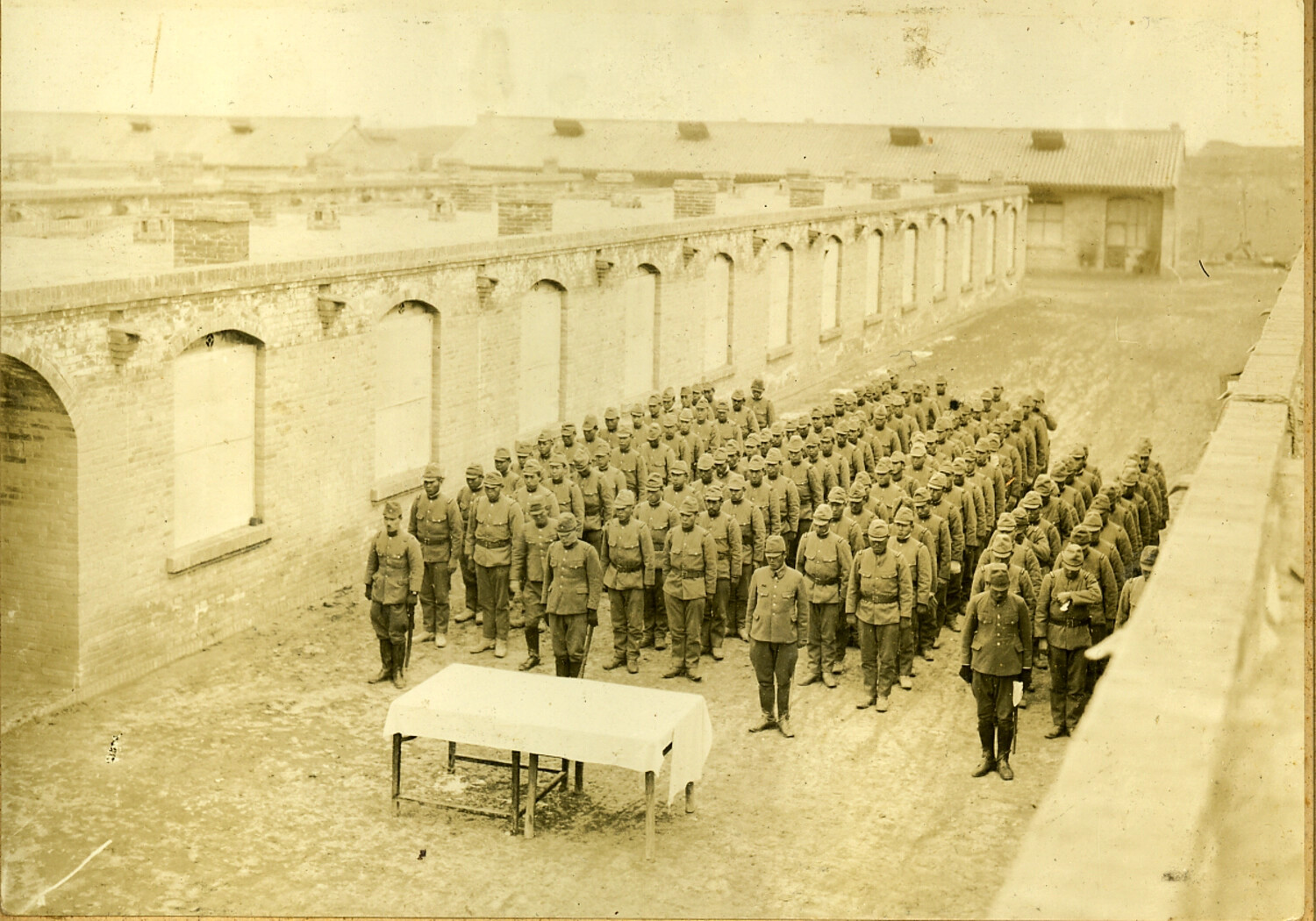 Formal Ceremony Assembly of an Imperial Japanese Army Unit in a Garrison Courtyard