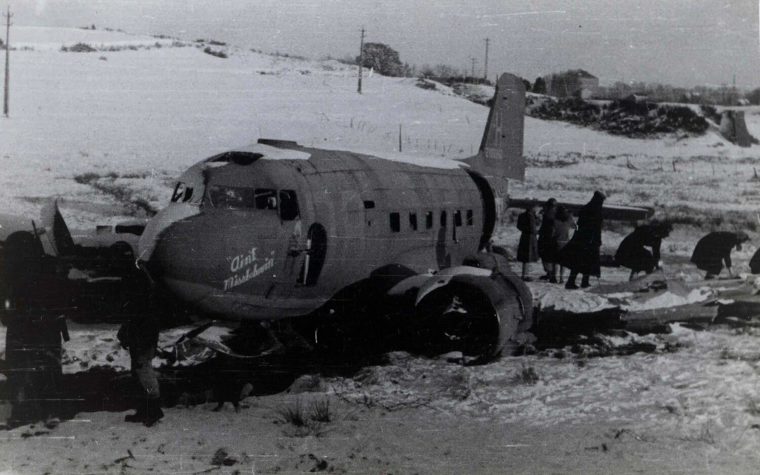 Crash-Landed C-47 Skytrain 'Ain't Missbehavin'' in Snow, Winter 1944-1945