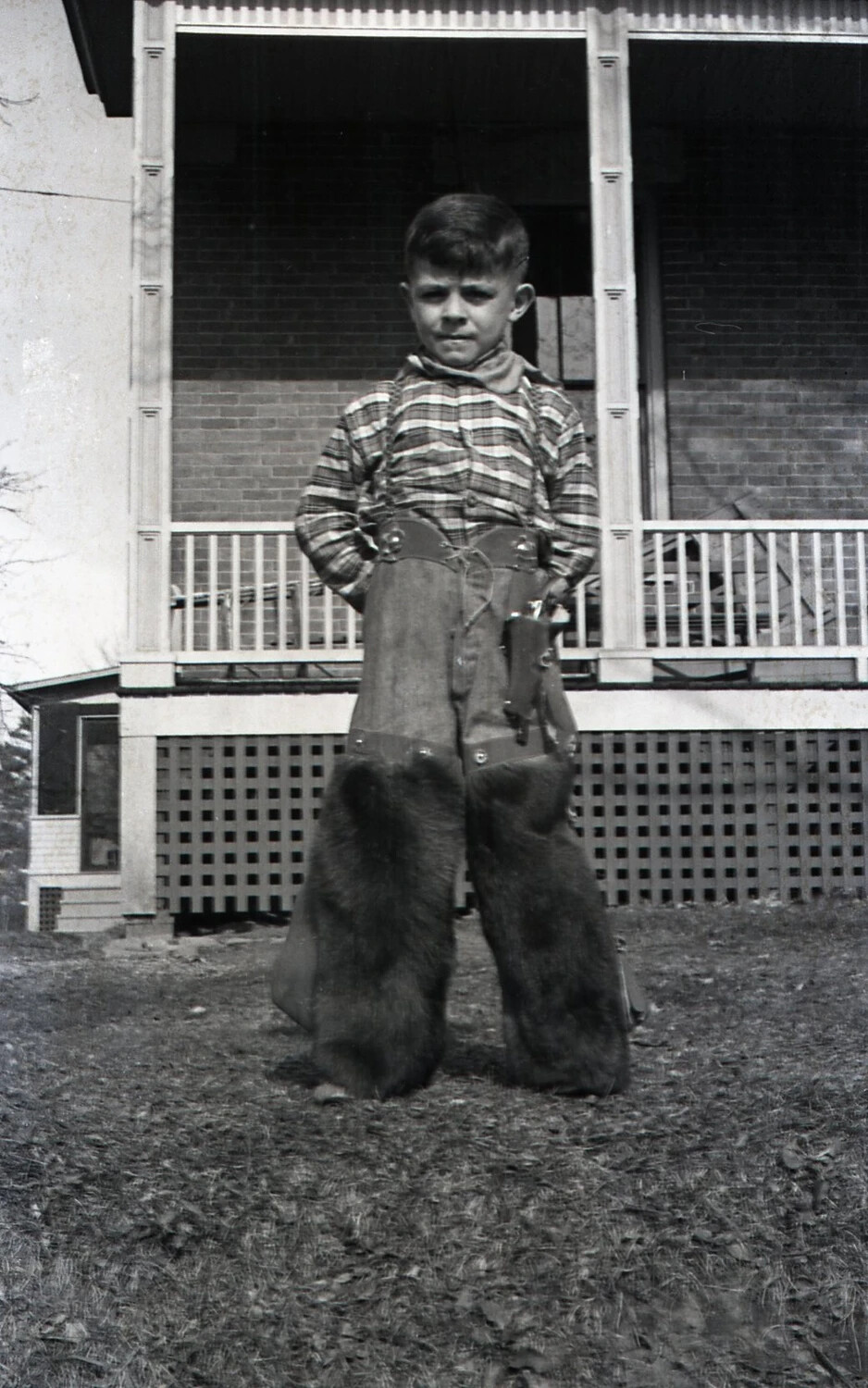 Boy in Cowboy Costume with Fur Chaps, c. 1940s