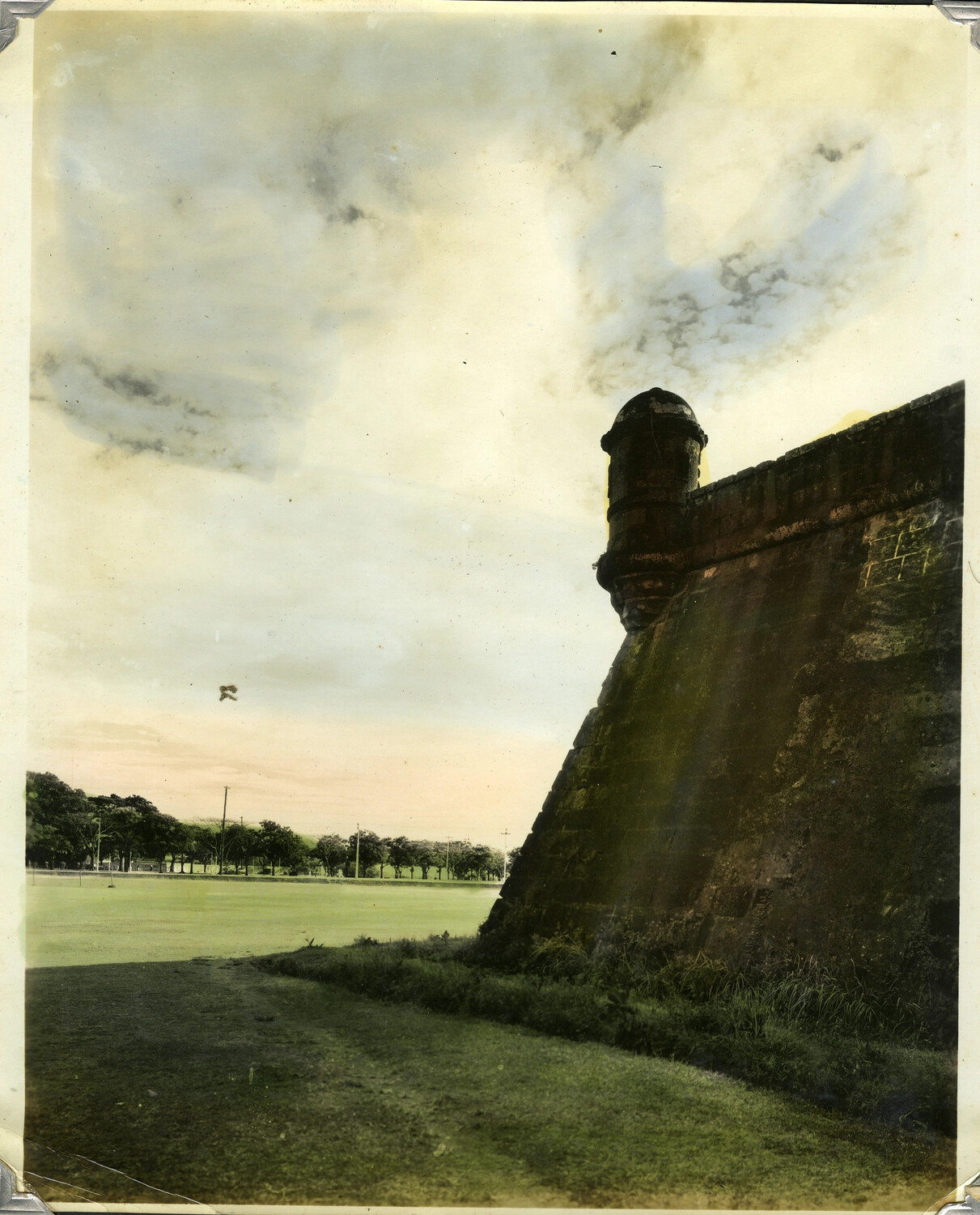 Hand-Tinted Photograph of a Bastion Garita, Walls of Intramuros, Manila, Philippines