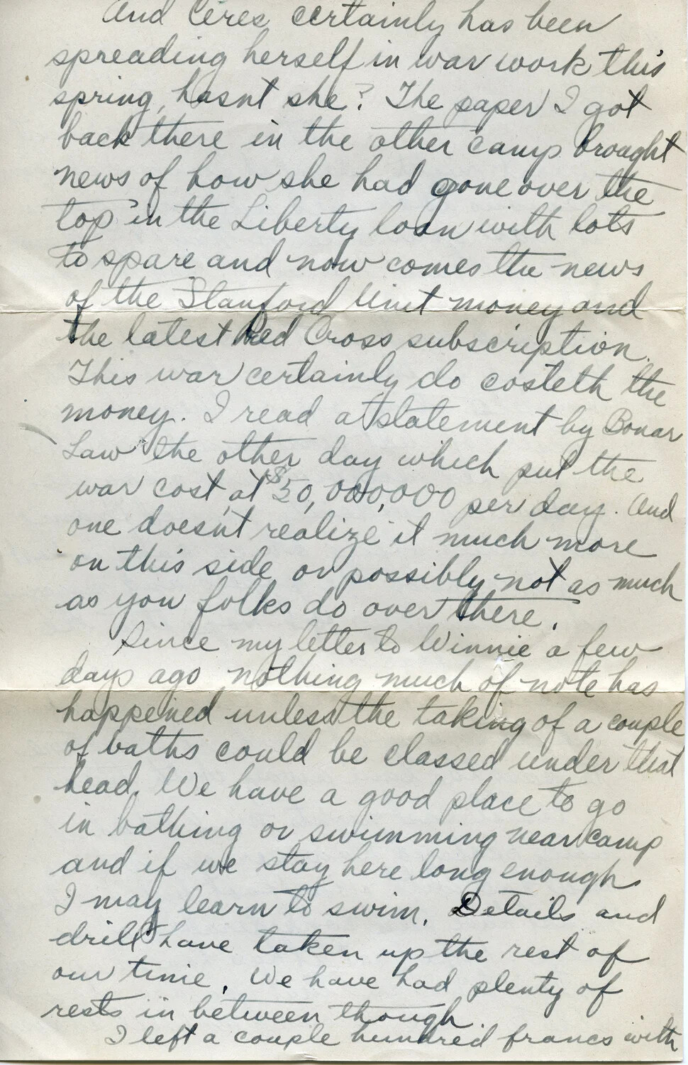 Handwritten WWI Letter from Pvt. Willis W. Wagener, Page 7B
