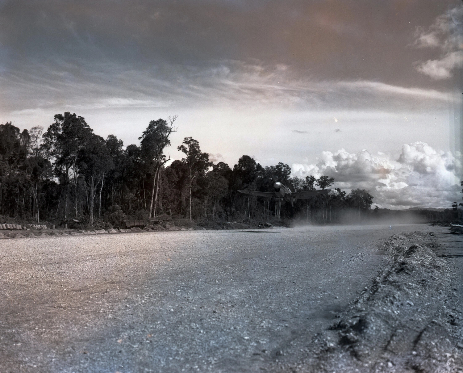 Fighter Aircraft Taking Off from Jungle Airstrip, China-Burma-India Theater, WWII