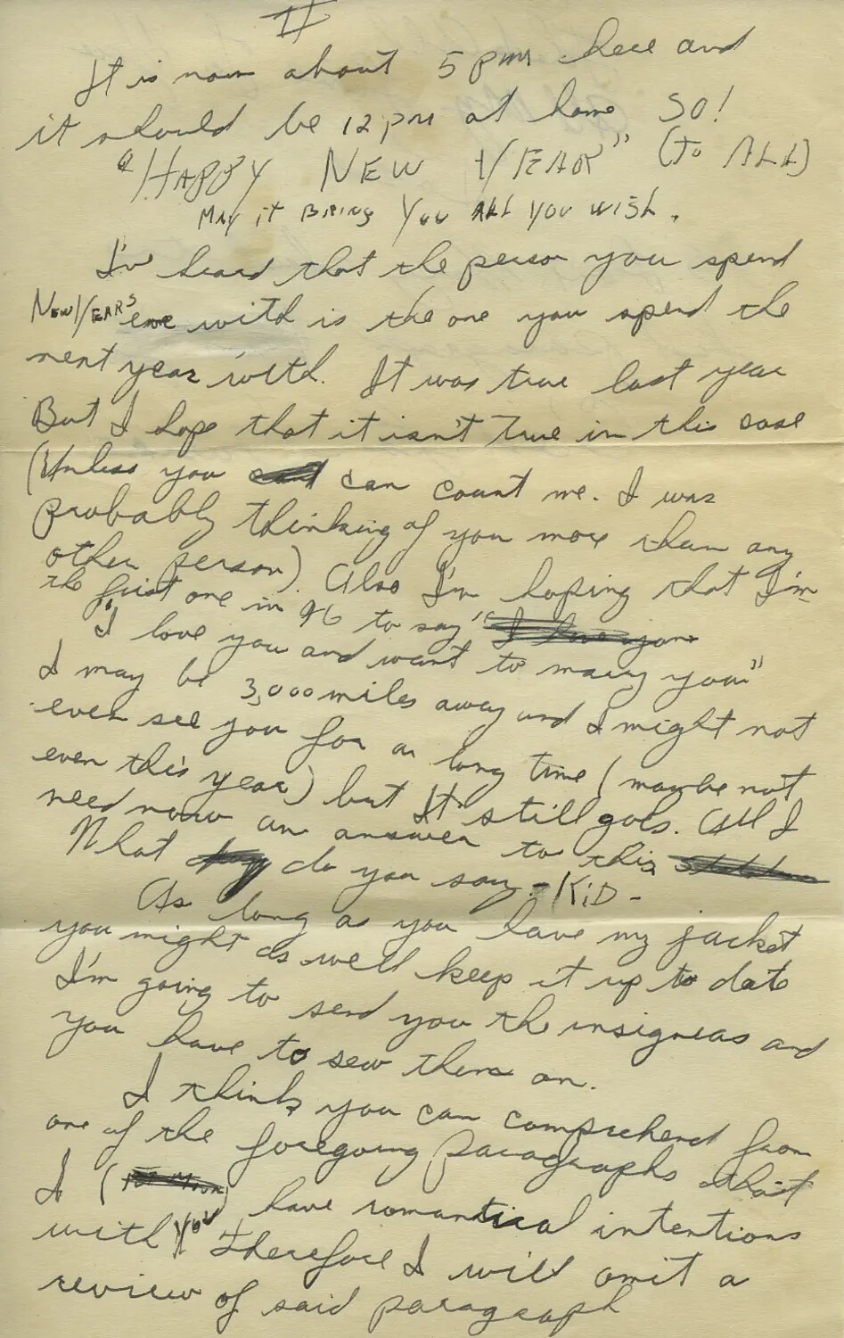 Handwritten New Year's Letter, WWII Moon-Sammiet Correspondence Collection
