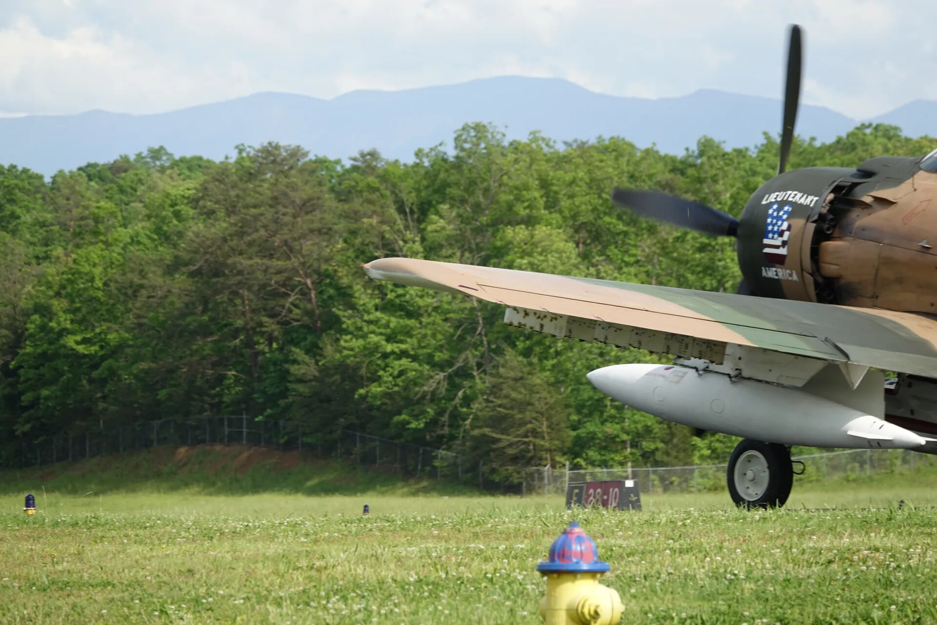 Camouflaged Warbird 'Lieutenant America' Taxiing, May 2019 Airfield Event