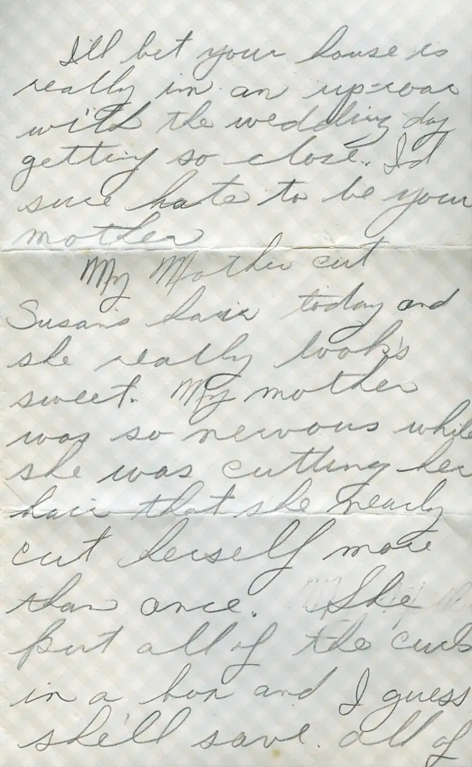 Handwritten Letter Page, Moon/Sammiet Family Correspondence, WWII Era
