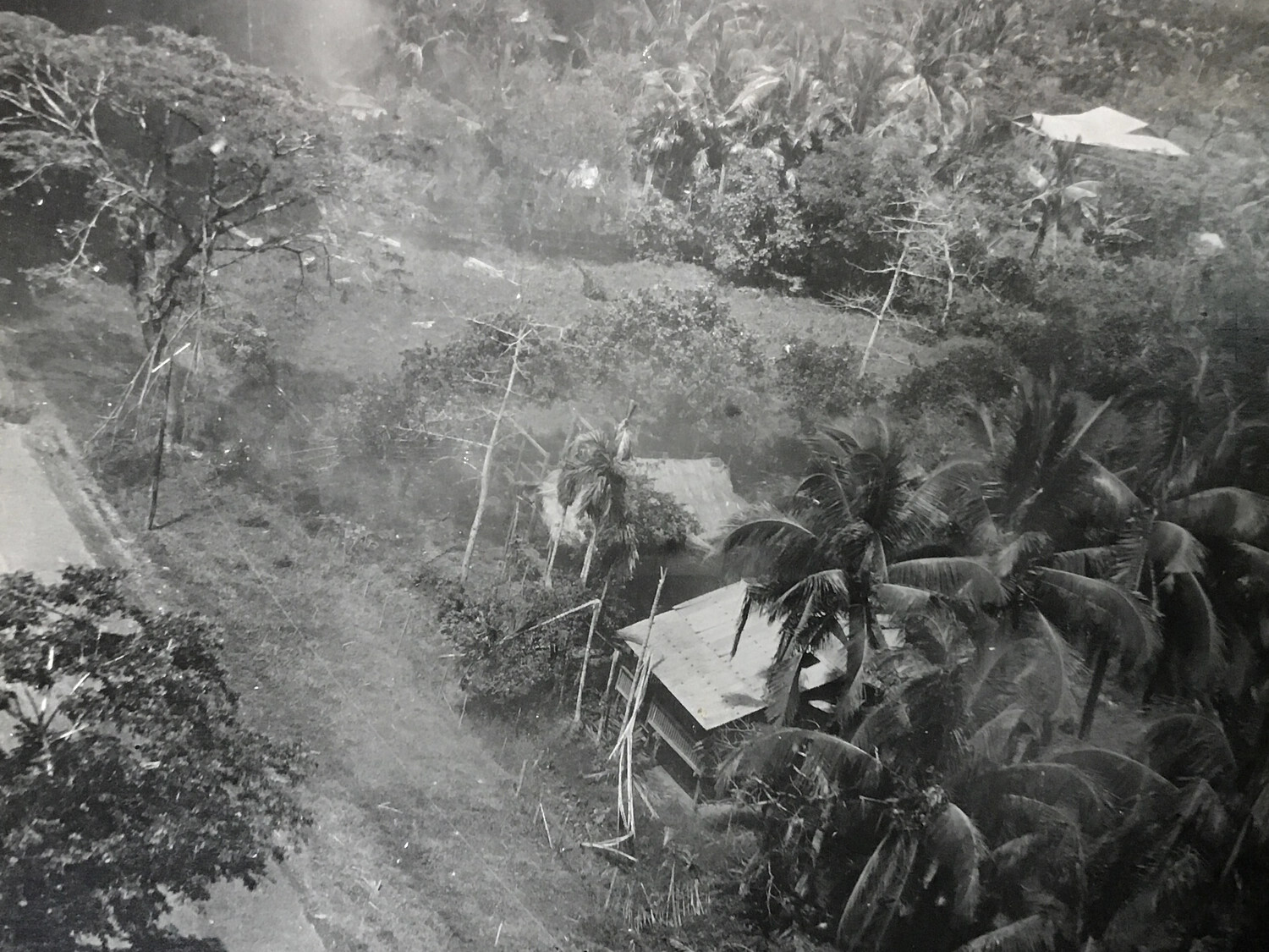 Strike Photograph of La Torre, Philippines, with Motion Blur, 387th Bomb Squadron, 312th Bomb Group, 5 May 1945