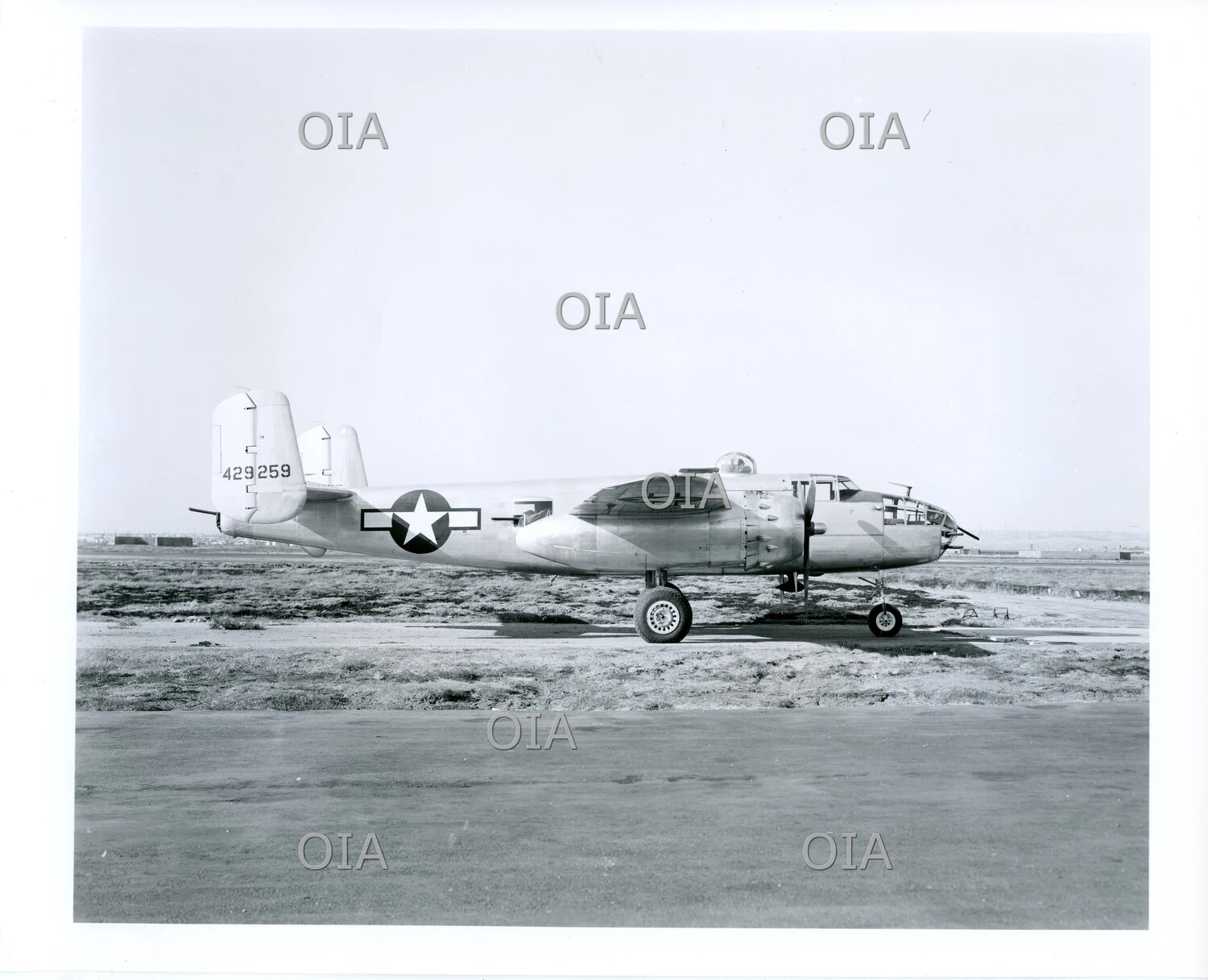 North American B-25 Mitchell Medium Bomber, Side Profile View, Tail Number 429259