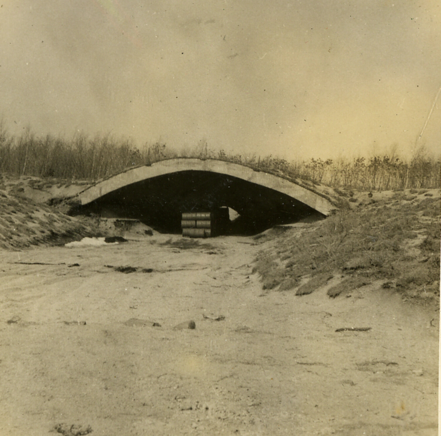 Concrete Arch Culvert with Stored Drums, Japan, 1950s