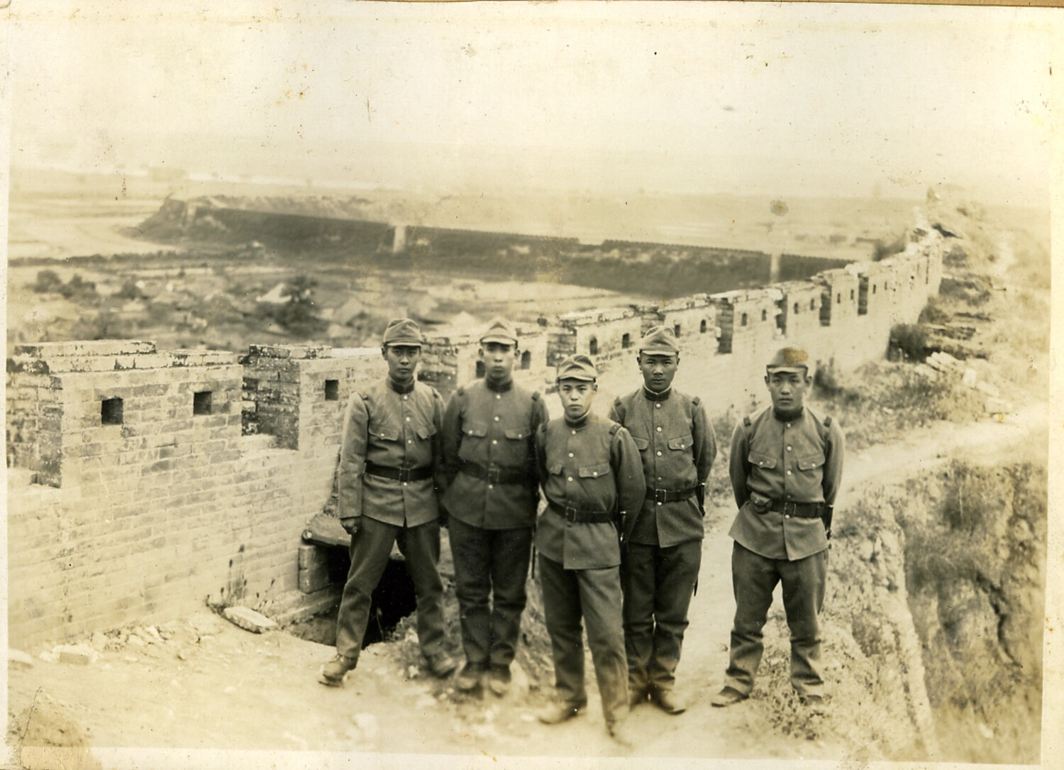 Imperial Japanese Army Soldiers Atop a Section of the Great Wall of China