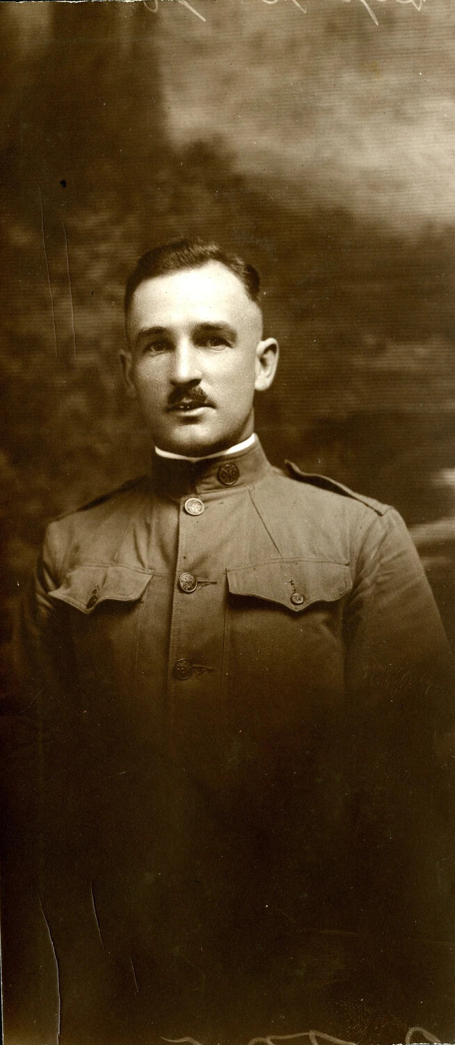 Studio Portrait of an American Soldier in World War I Service Uniform, c. 1917-1918