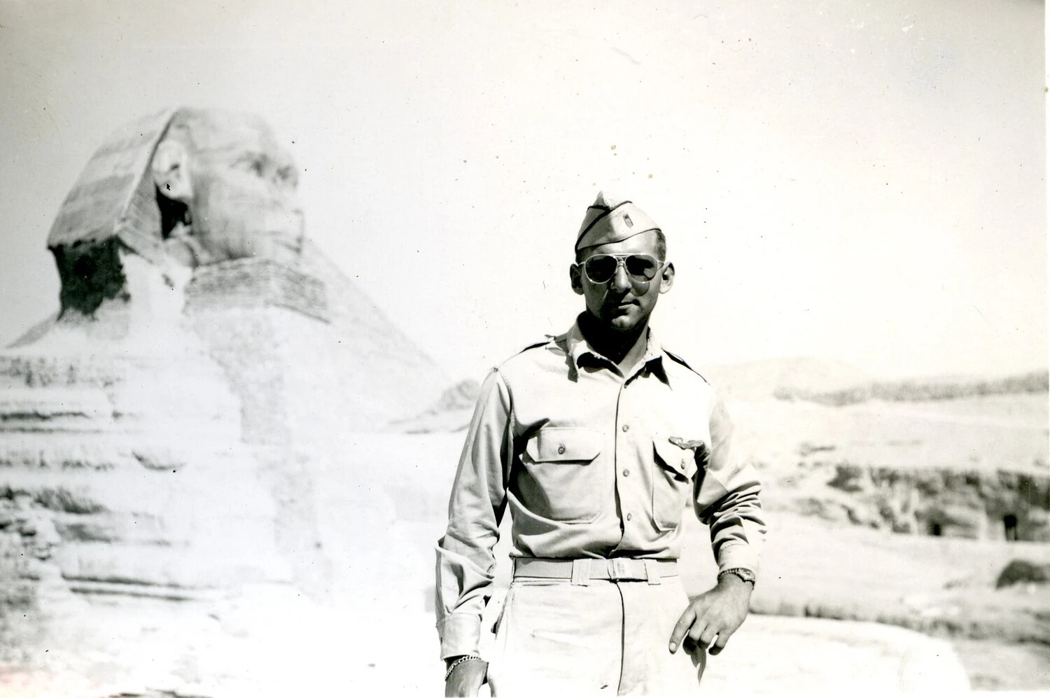 US Serviceman at the Great Sphinx of Giza, WWII Era
