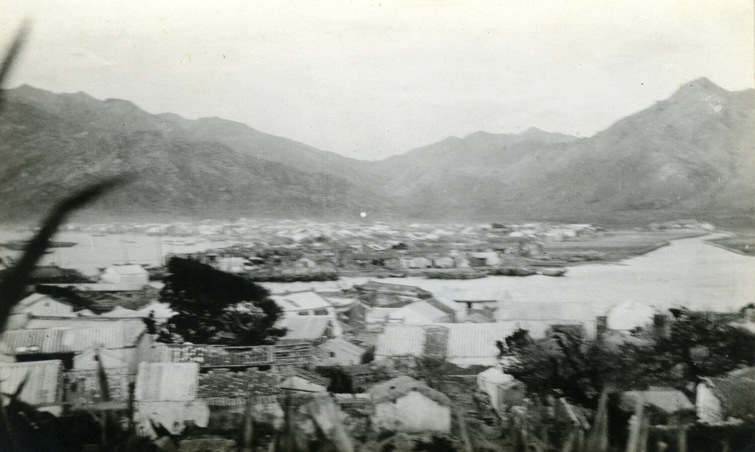 Elevated View of a Coastal Town, South China or Formosa, c. 1898-1905