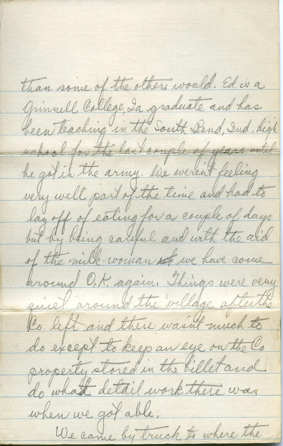 Handwritten WWI Letter Page (Letter 10D) from Pvt. Willis W. Wagener