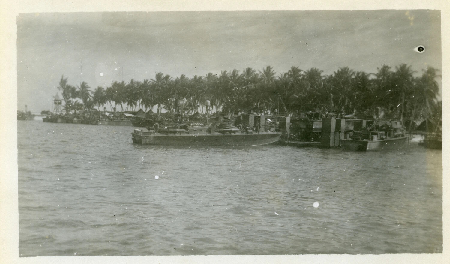 U.S. Navy PT Boats Moored at a Forward Island Base, South Pacific, World War II