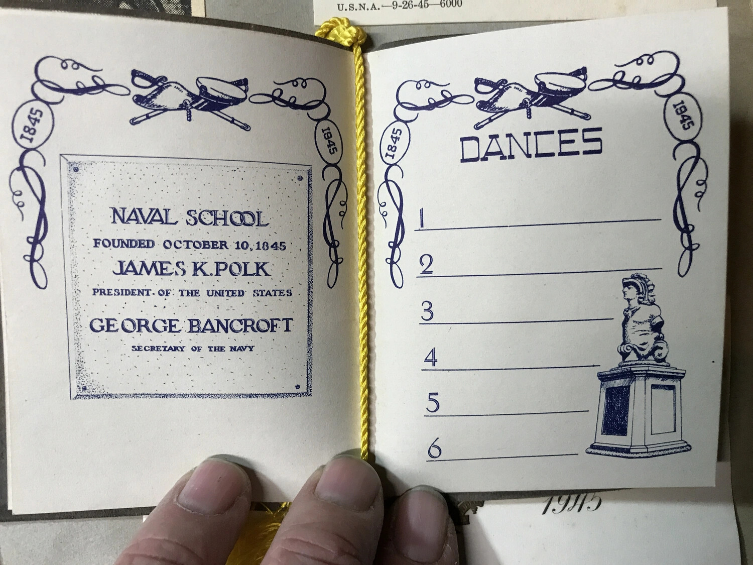 U.S. Naval Academy Centennial Dance Card Booklet, 1945