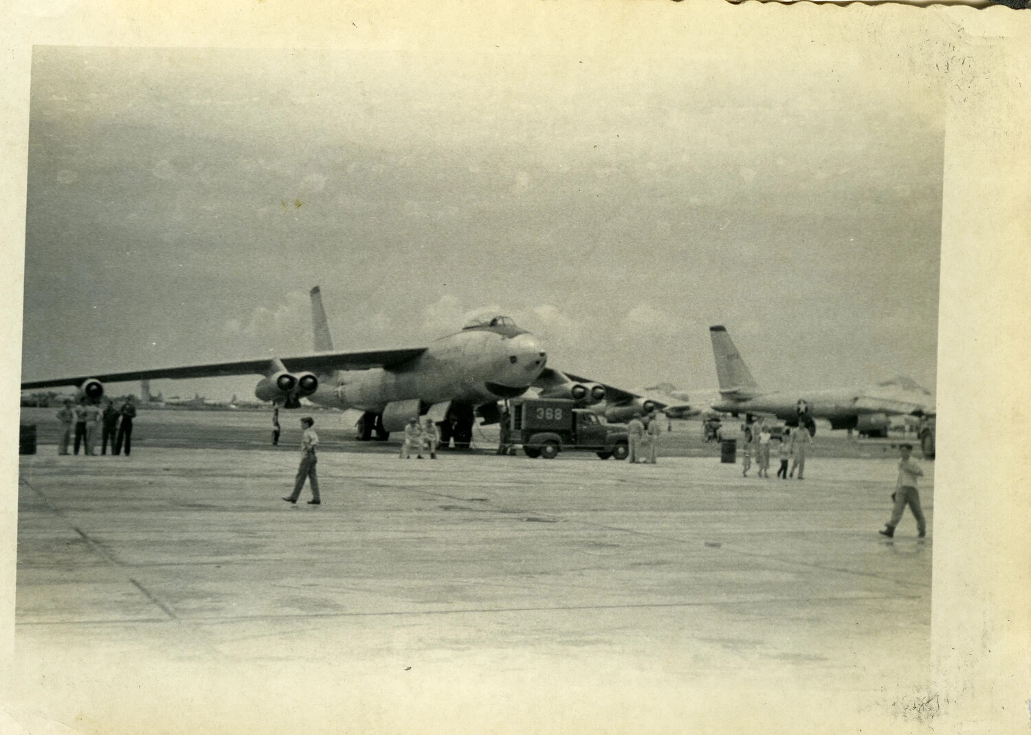 Boeing B-47 Stratojet Bombers on Flight Line with Ground Crew, Strategic Air Command