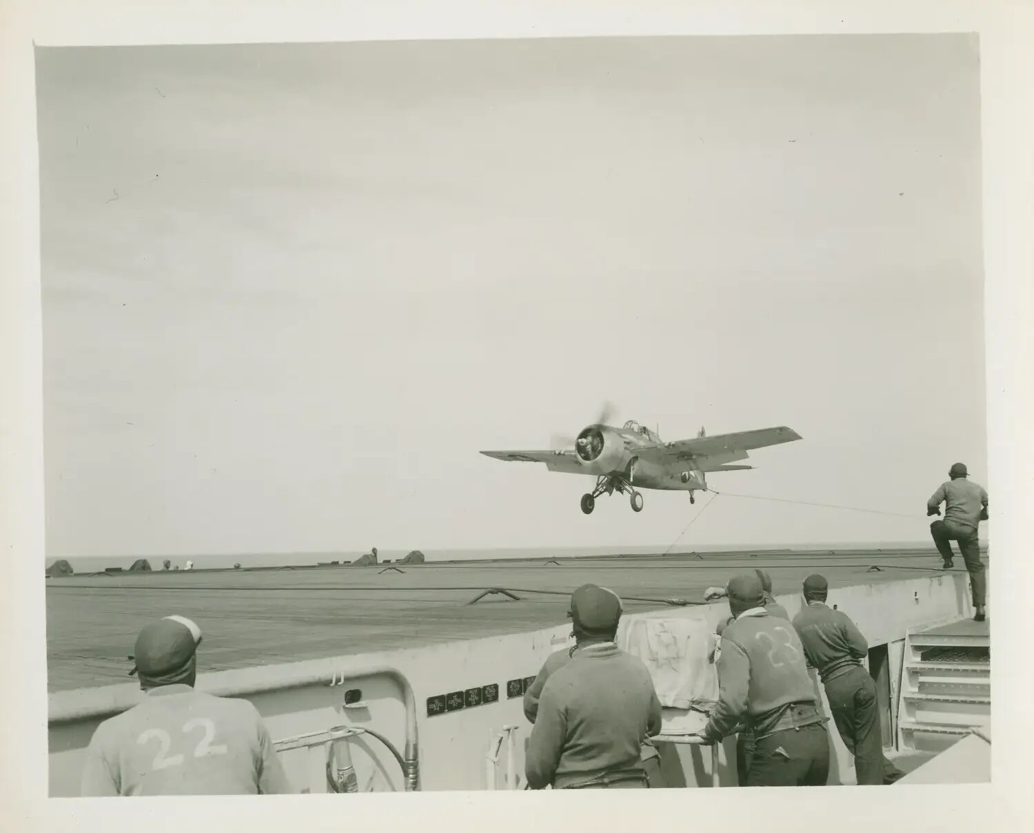 TBM/TBF Avenger Torpedo Bomber Landing Aboard USS Petrof Bay (CVE-80), WWII Pacific