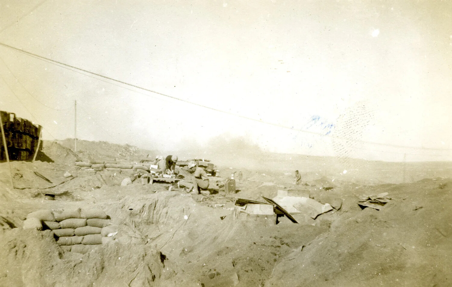 Marine Gun Position on Volcanic Terrain, Iwo Jima, 1945