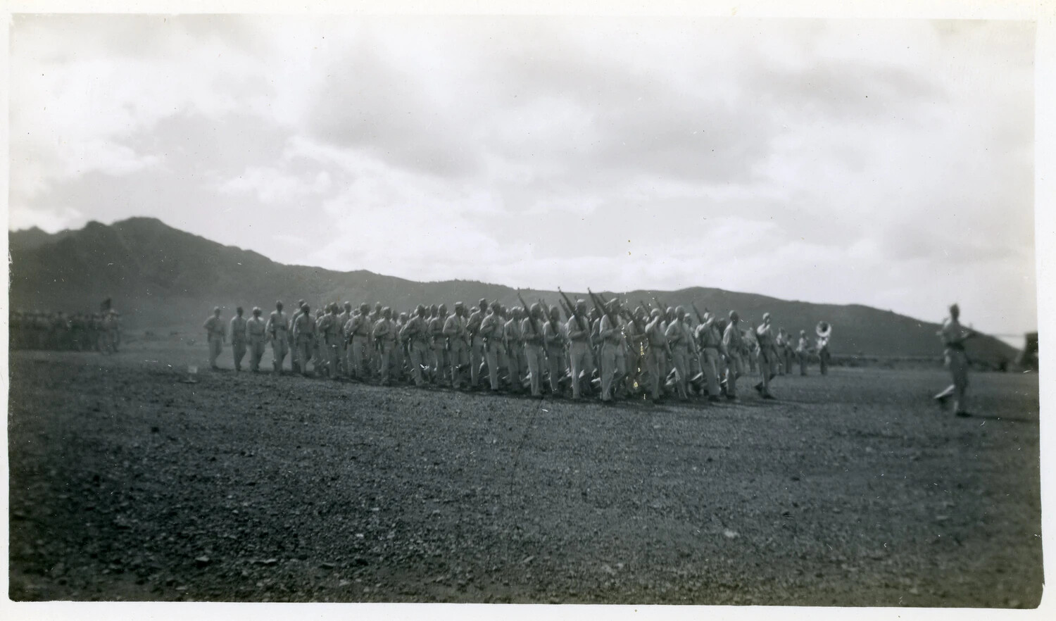 Infantry Column Marching in Review with Fixed Bayonets
