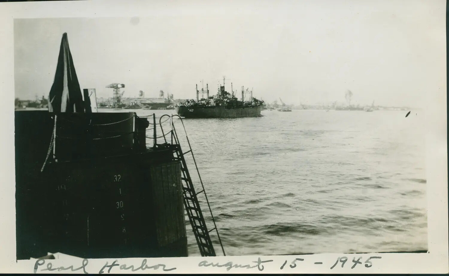 Pearl Harbor Waterfront on V-J Day, August 15, 1945