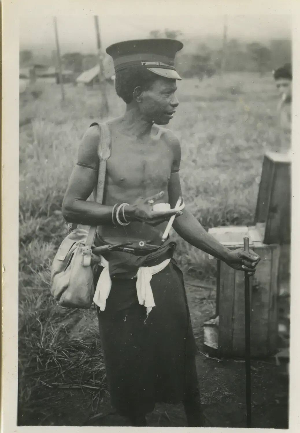 Portrait of a Papuan Constabulary Member Near a 312th Bomb Group Installation, New Guinea