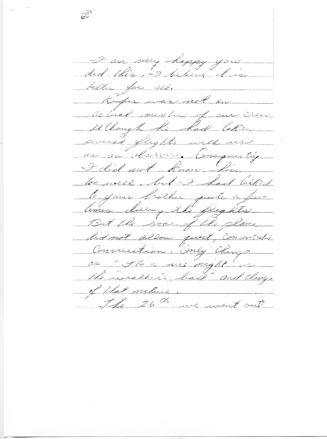 Handwritten Condolence Letter Regarding Crewman 'Rufus,' Bancroft Korean War Collection