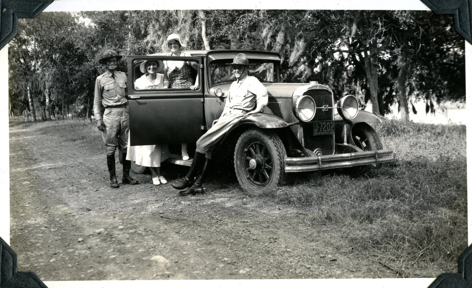 Two U.S. Army Officers and Two Women with Automobile, Jervey Signal Corps Album